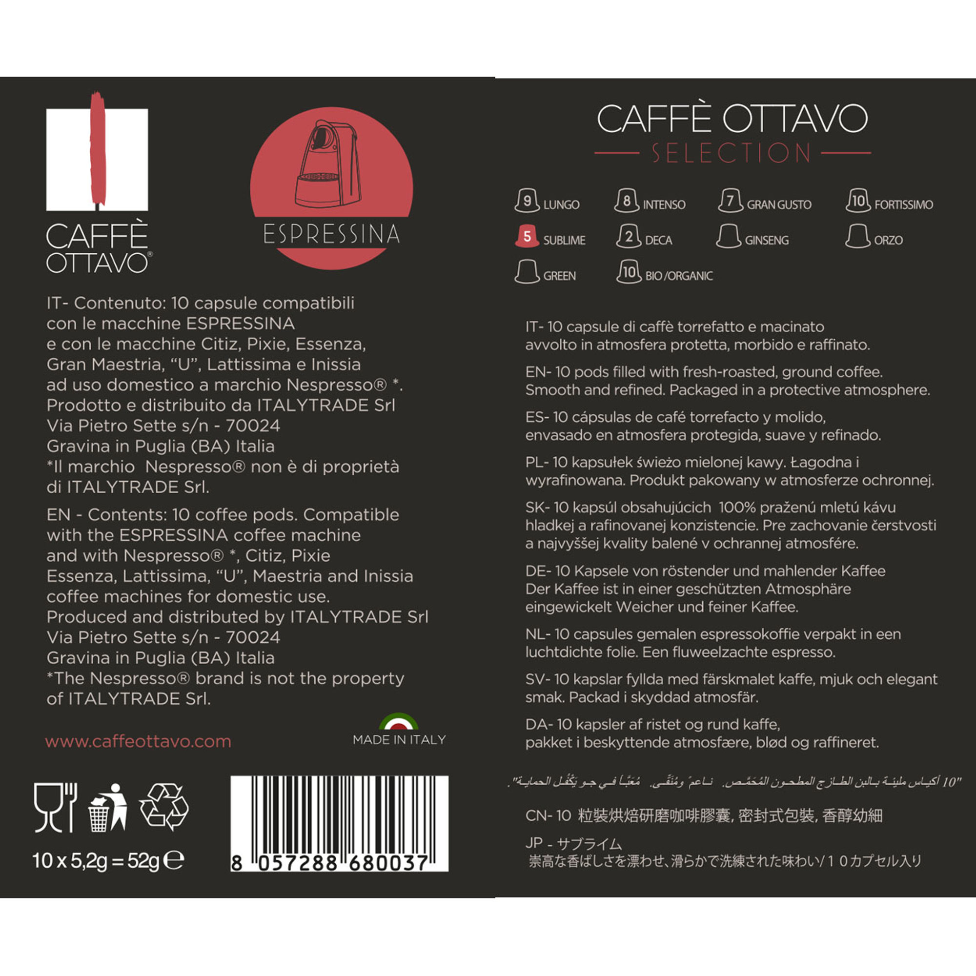 24 confezioni miste da 10 Capsule: FORTISSIMO - INTENSO - GRAN GUSTO - SUBLIME Italytrade vista2
