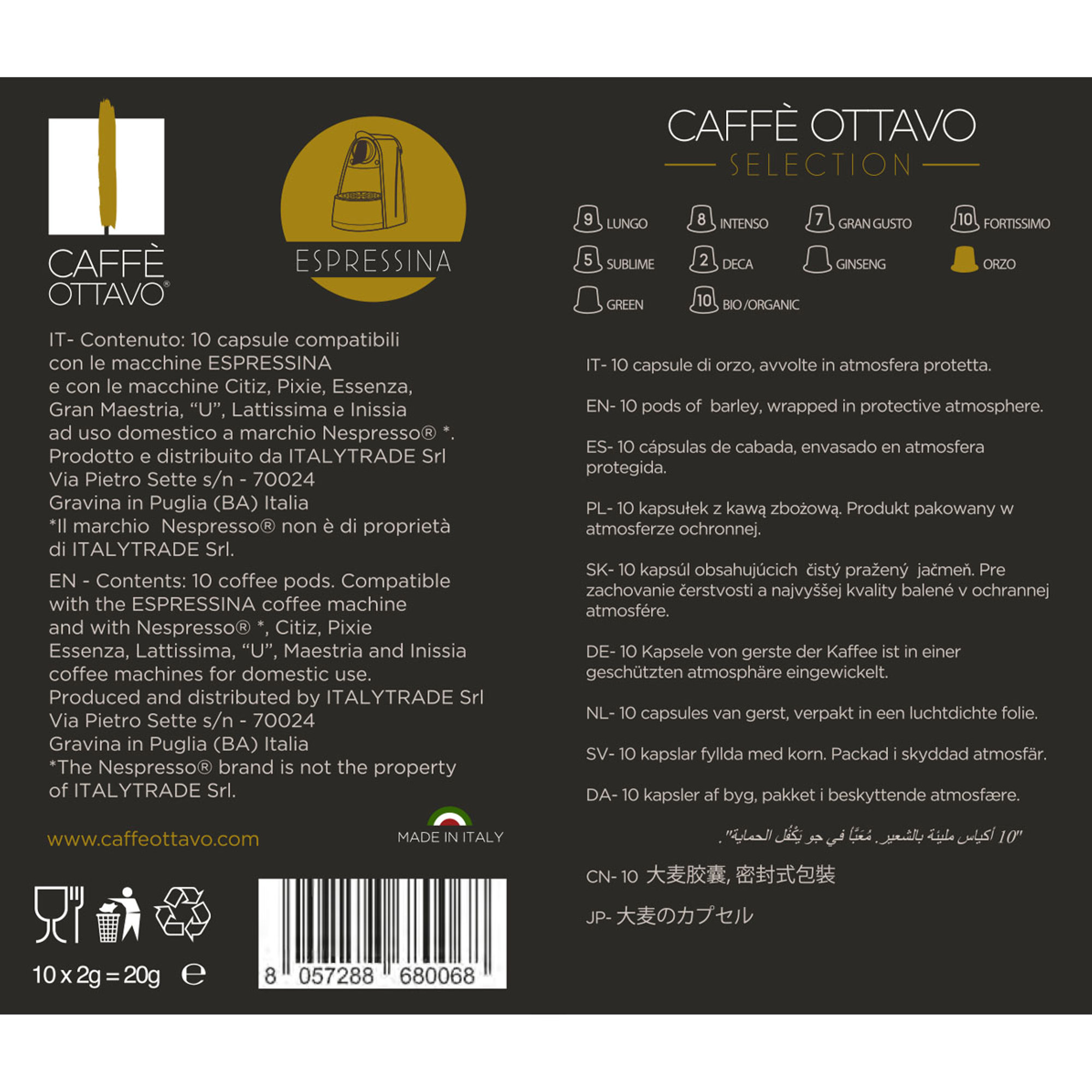 24 confezioni da 10 Capsule - Caffè Espresso ORZO Italytrade vista1