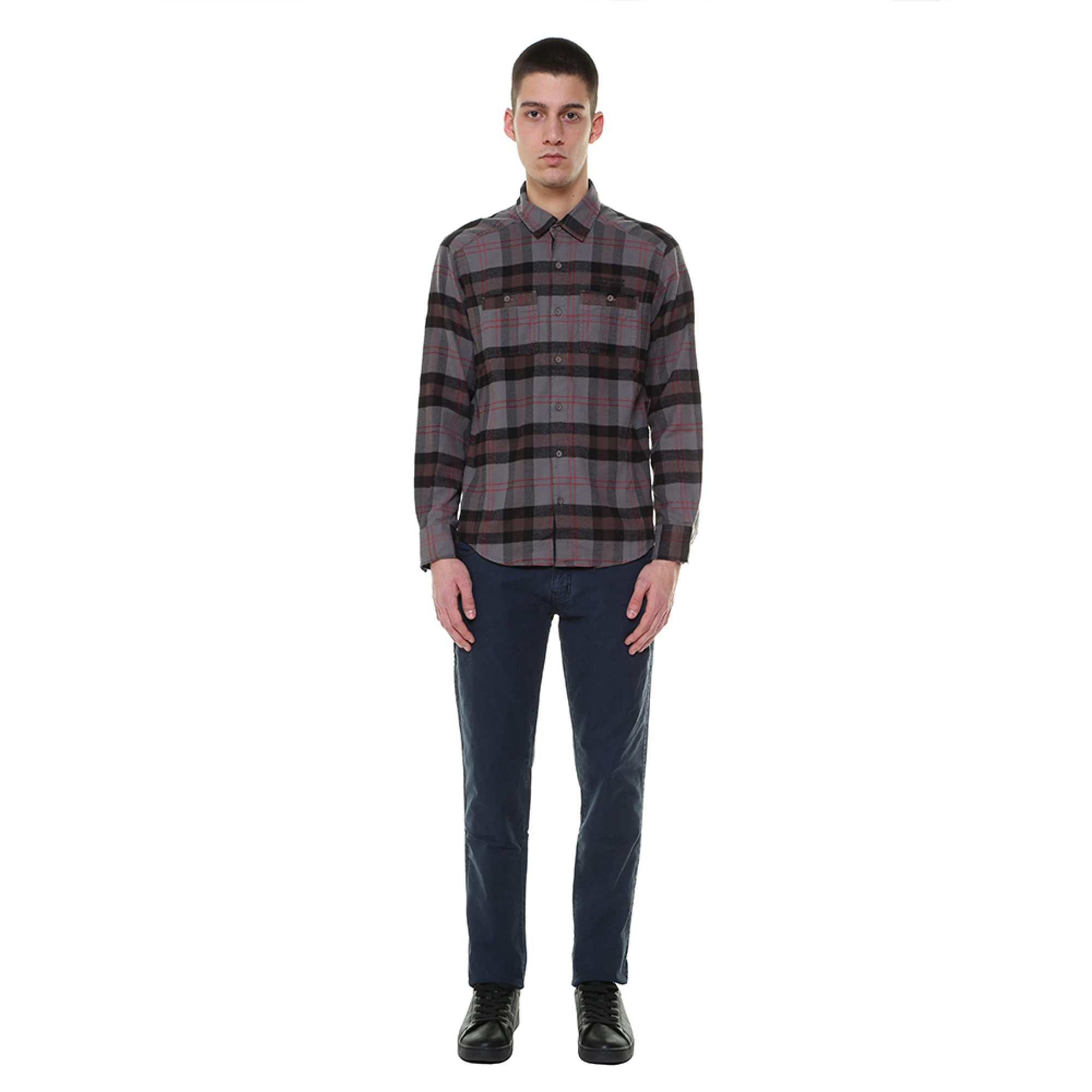 Camicia uomo a quadri grigia Scorpion Bay vista1