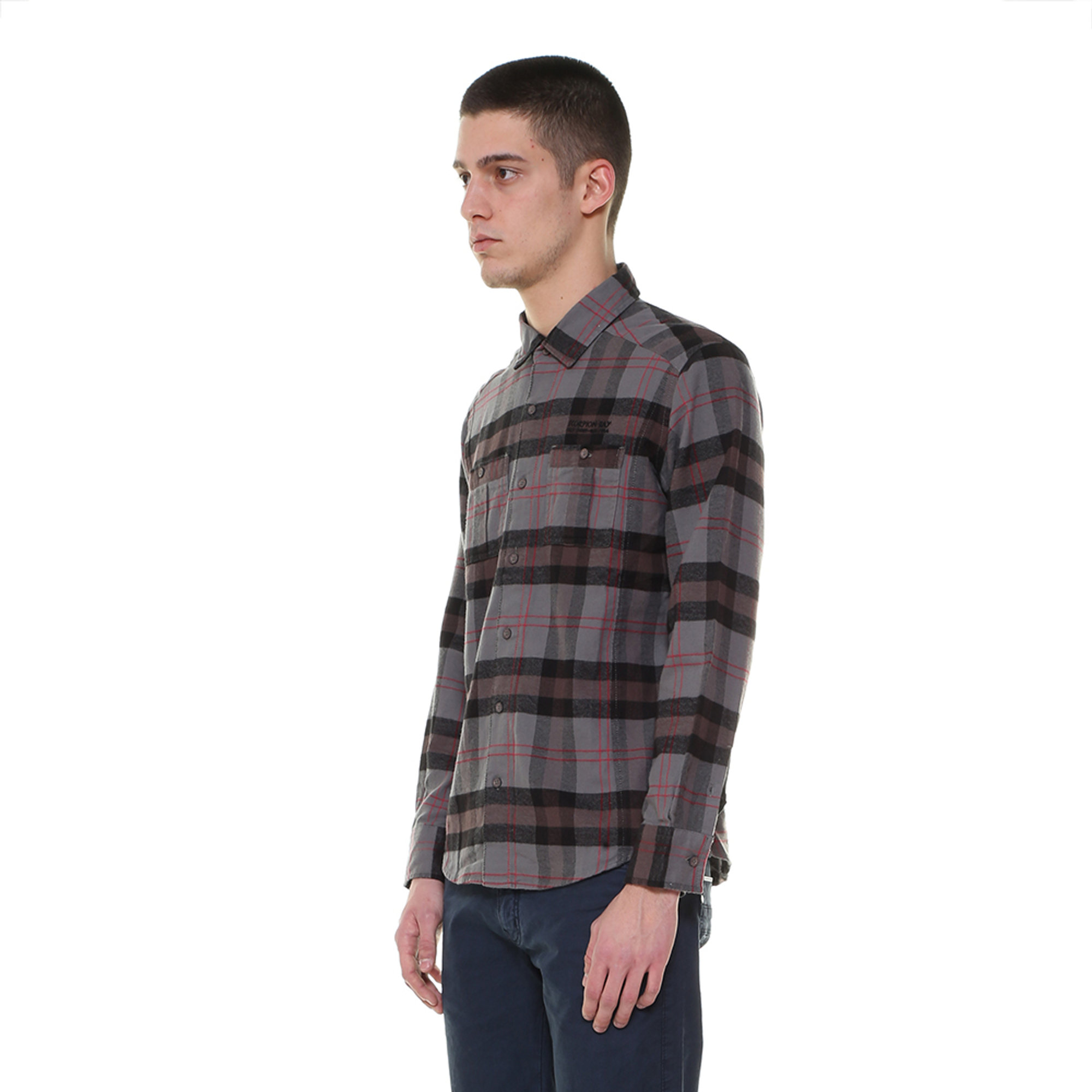 Camicia uomo a quadri grigia Scorpion Bay vista3