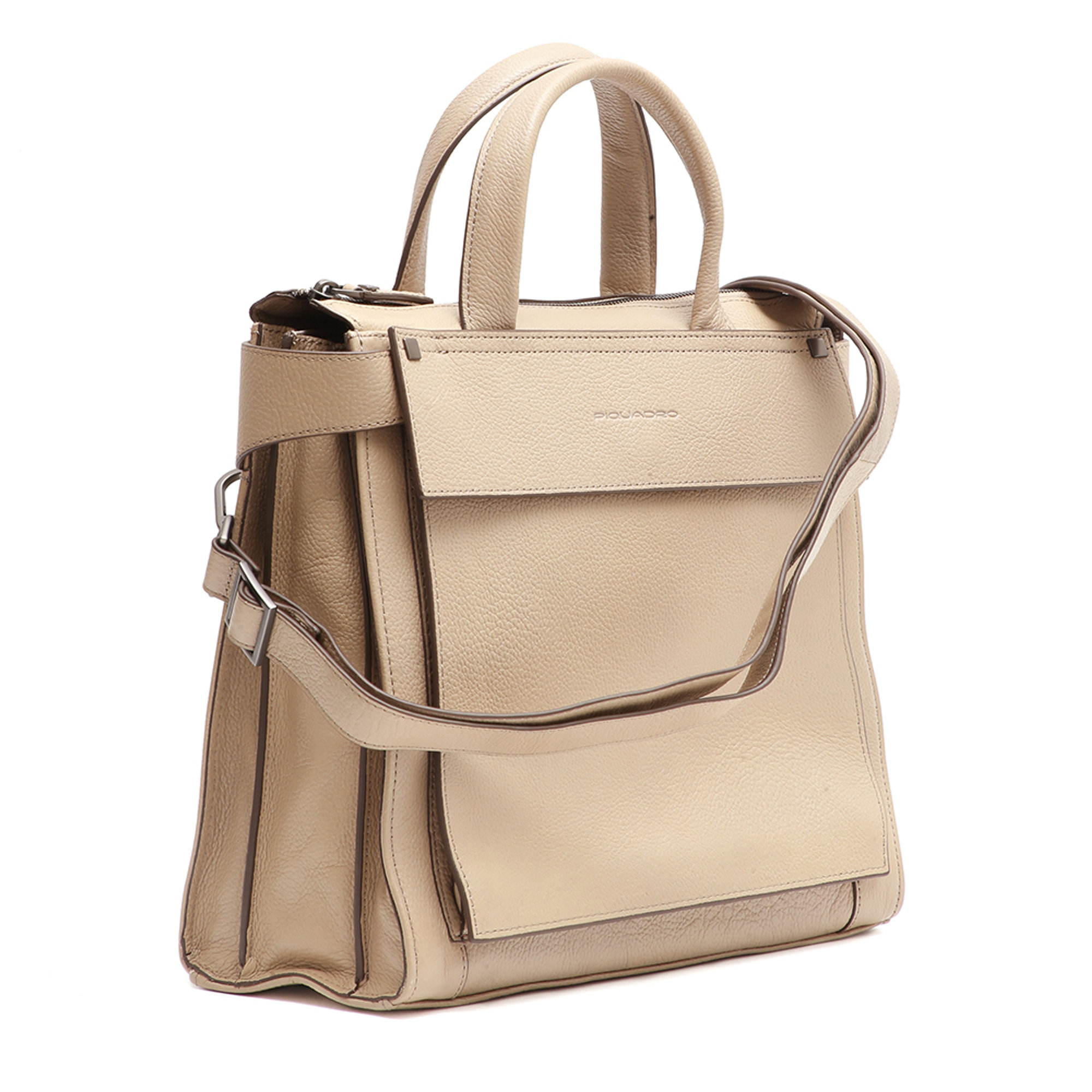 Borsa da donna in pelle beige Piquadro vista2