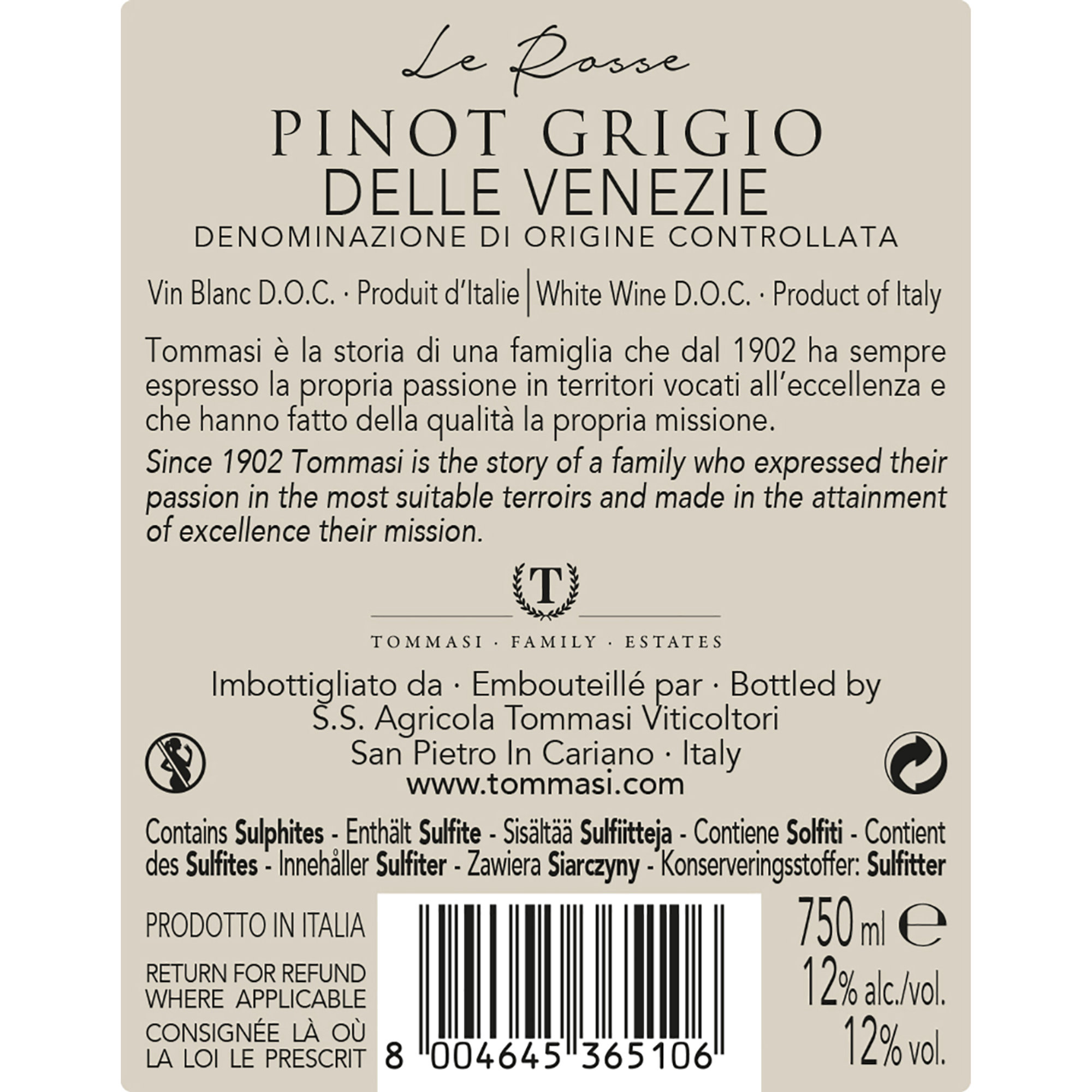 3 bottiglie miste: "Le Volpare" DOC 2023 - "Le Prunée" IGT 2019 - "Le Rosse" IGT 2024 Tommasi vista6