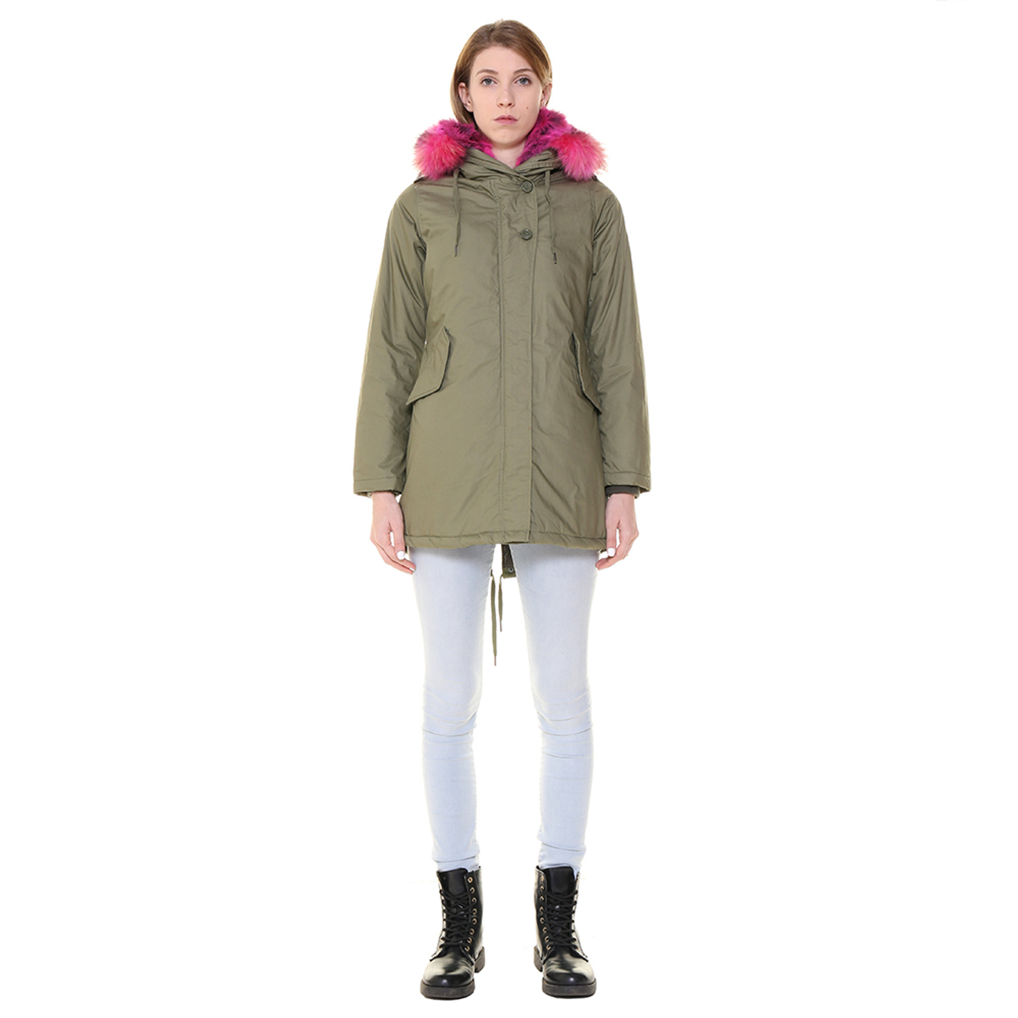 Parka Canadian  da donna con pelliccia a contrasto verde militare Canadian vista3