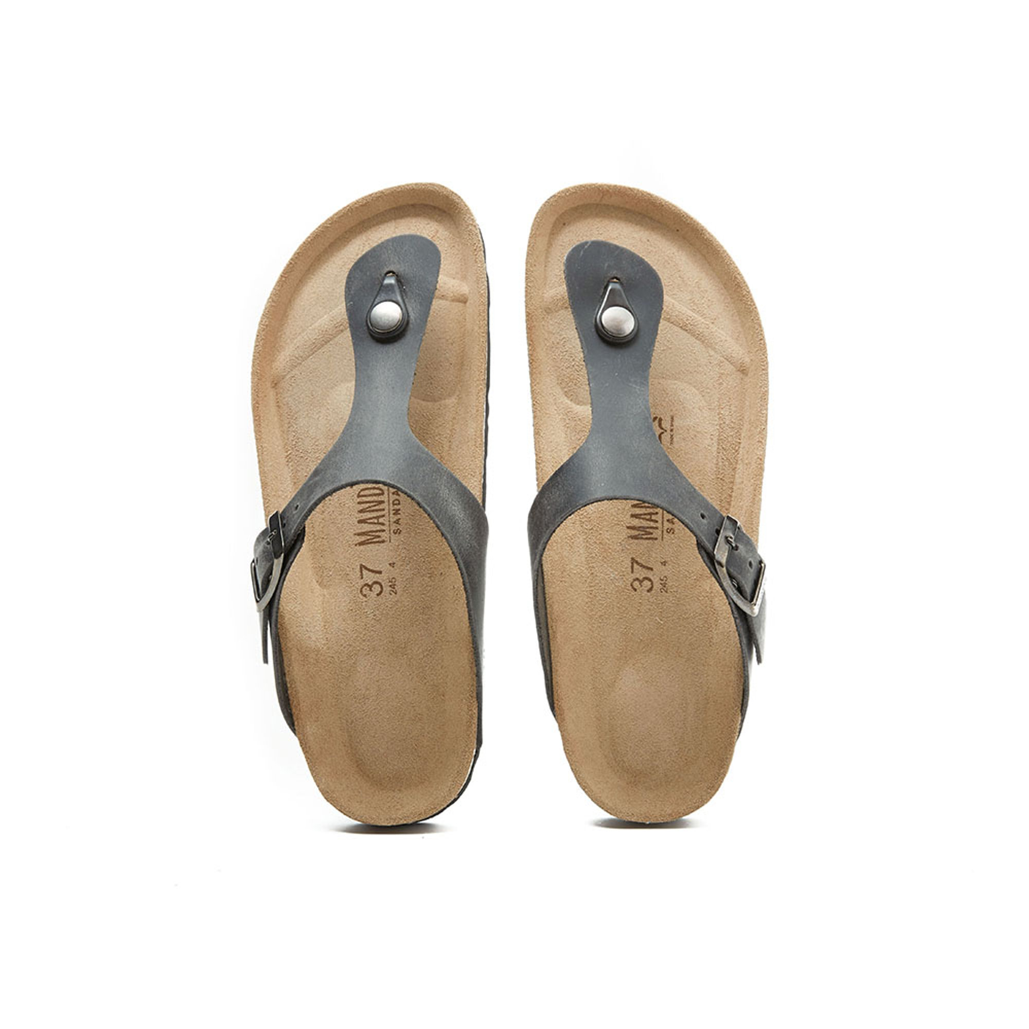Infradito in pelle unisex nero Mandel vista2
