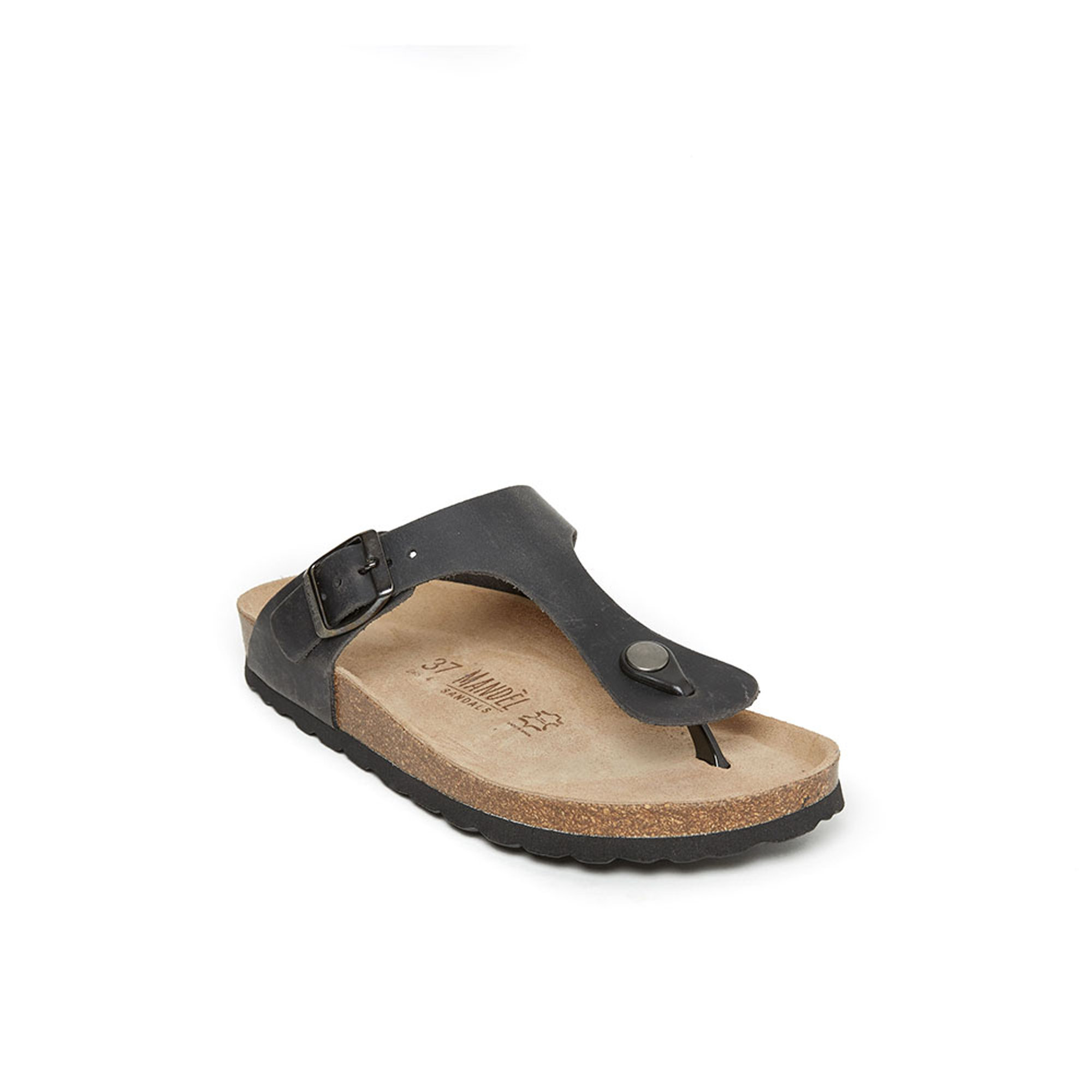 Infradito in pelle unisex nero Mandel vista3