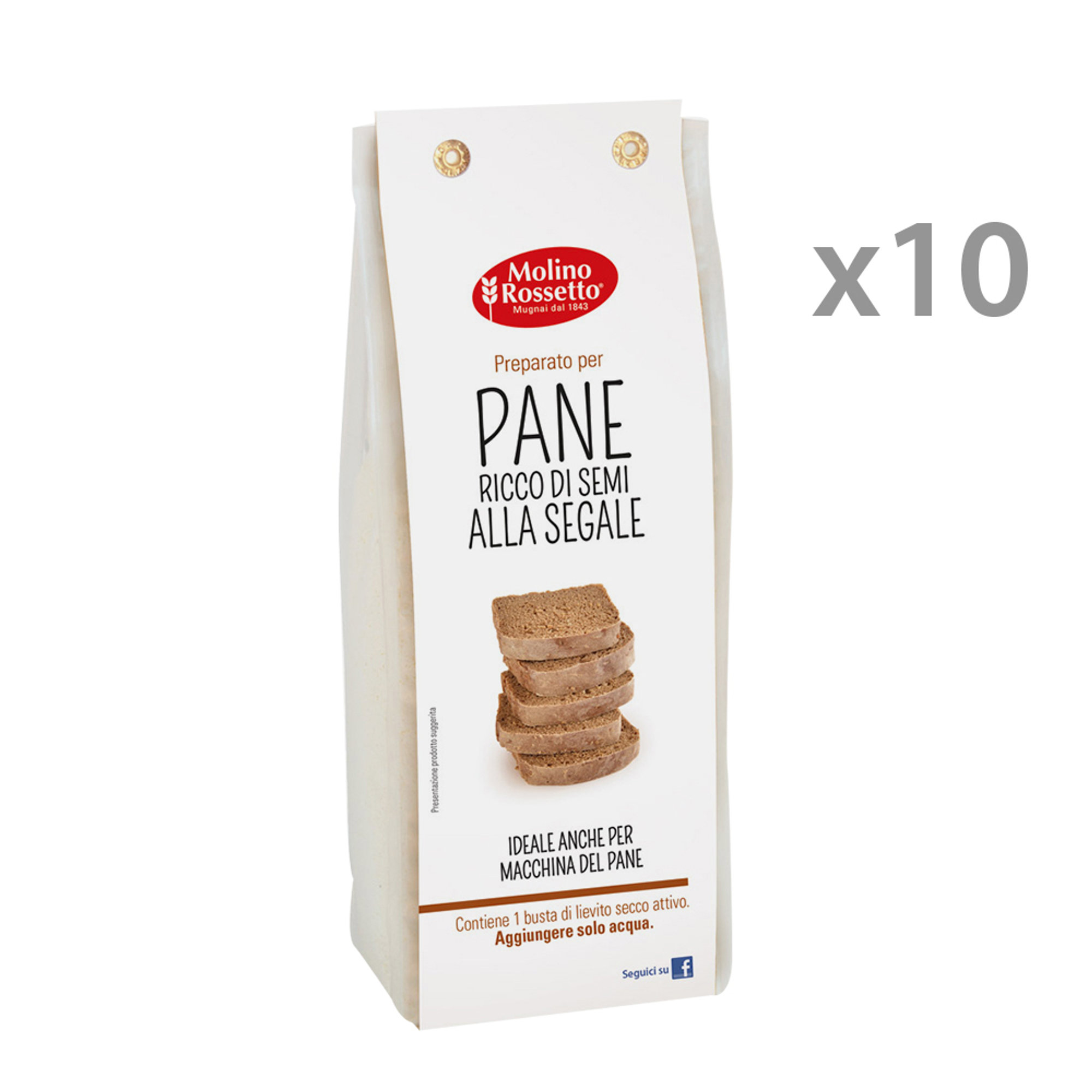 10 confezioni - Preparato per Pane alla Segale 500 gr Molino Rossetto vista0