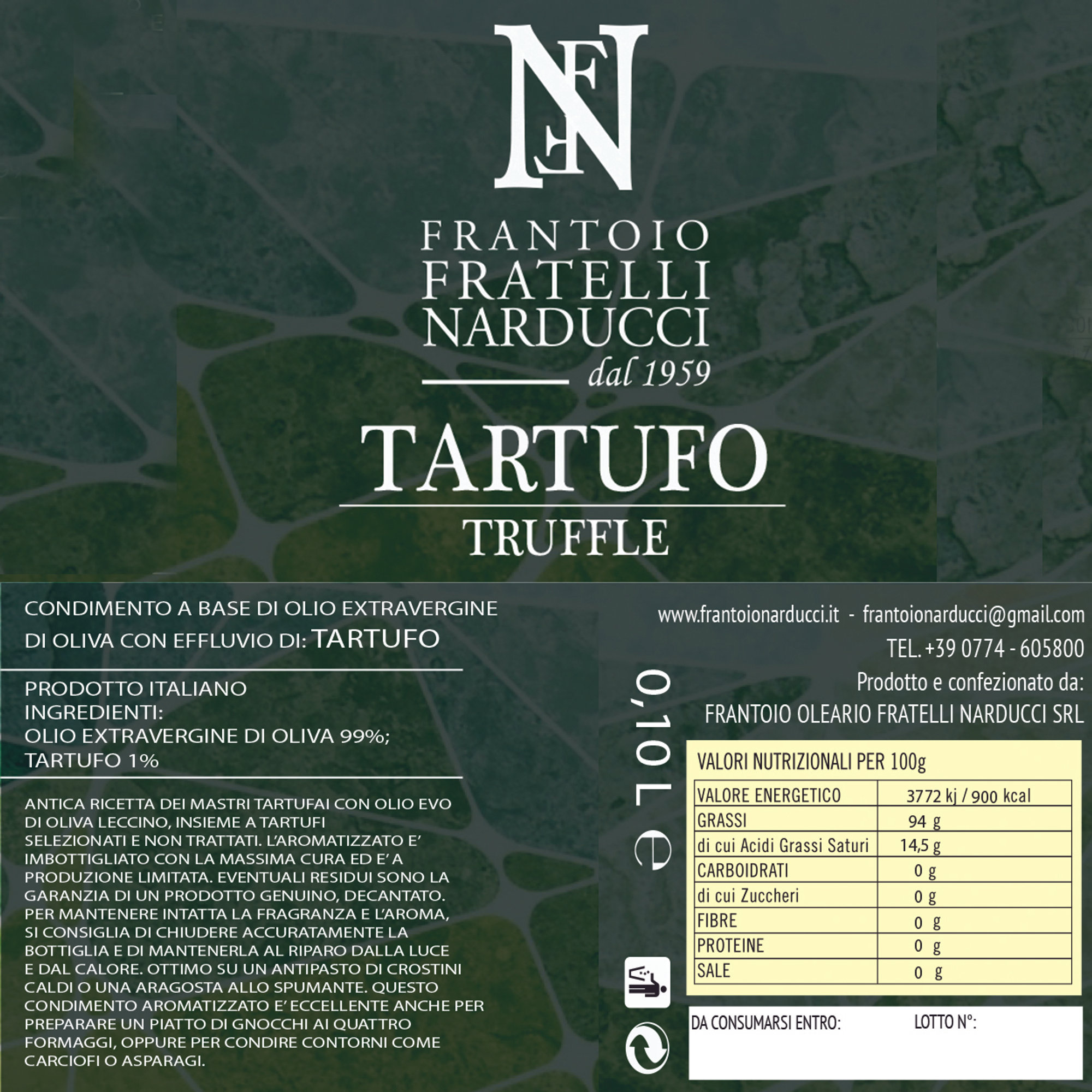 6 bottiglie miste: 2 Olio EVO Spicy - 2 Olio EVO allo Zenzero - 2 Olio EVO al Tartufo Frantoio Narducci vista5