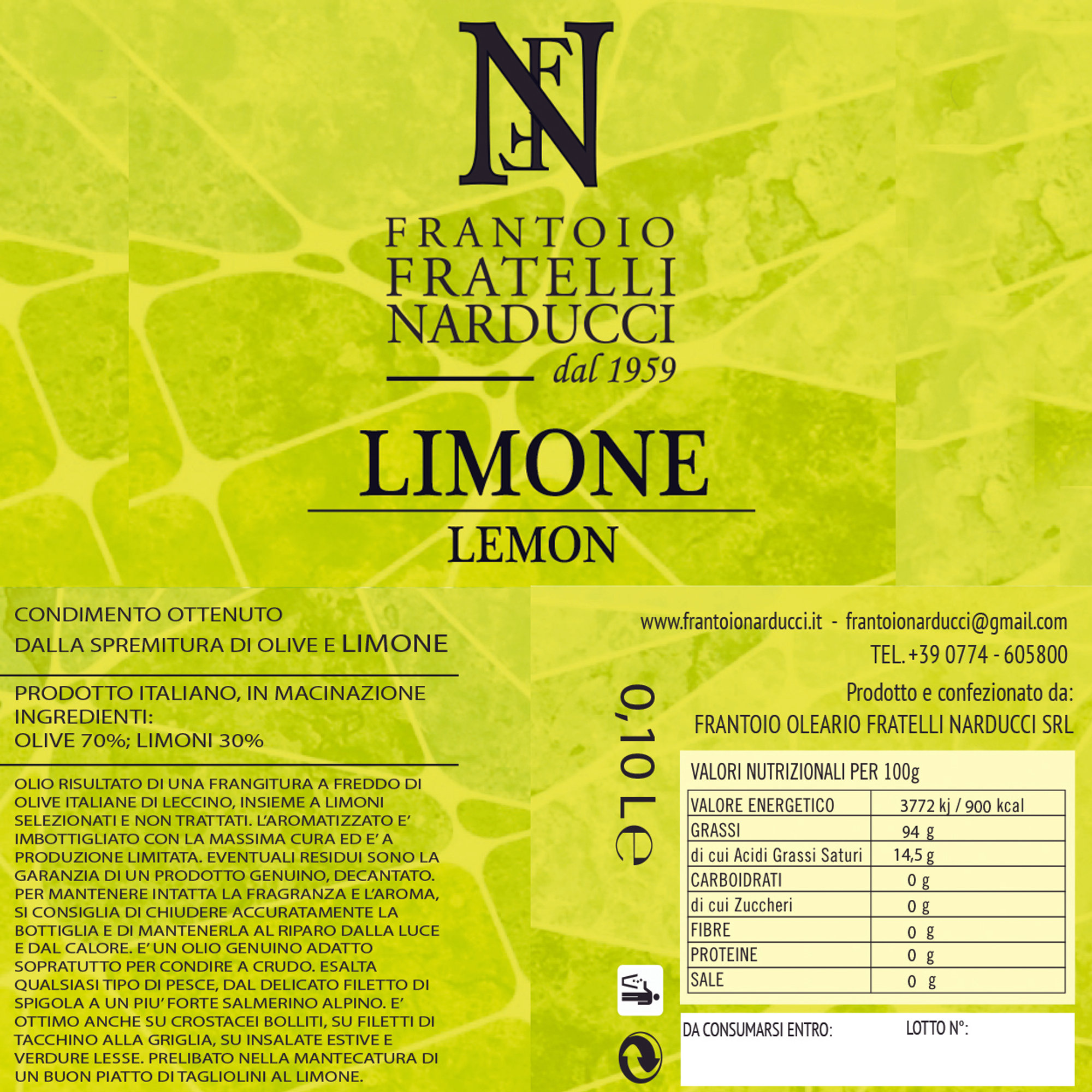 6 bottiglie miste: 2 Olio EVO al Tartufo - 2 Olio EVO al Limone - 2 Olio EVO allo Zenzero Frantoio Narducci vista4