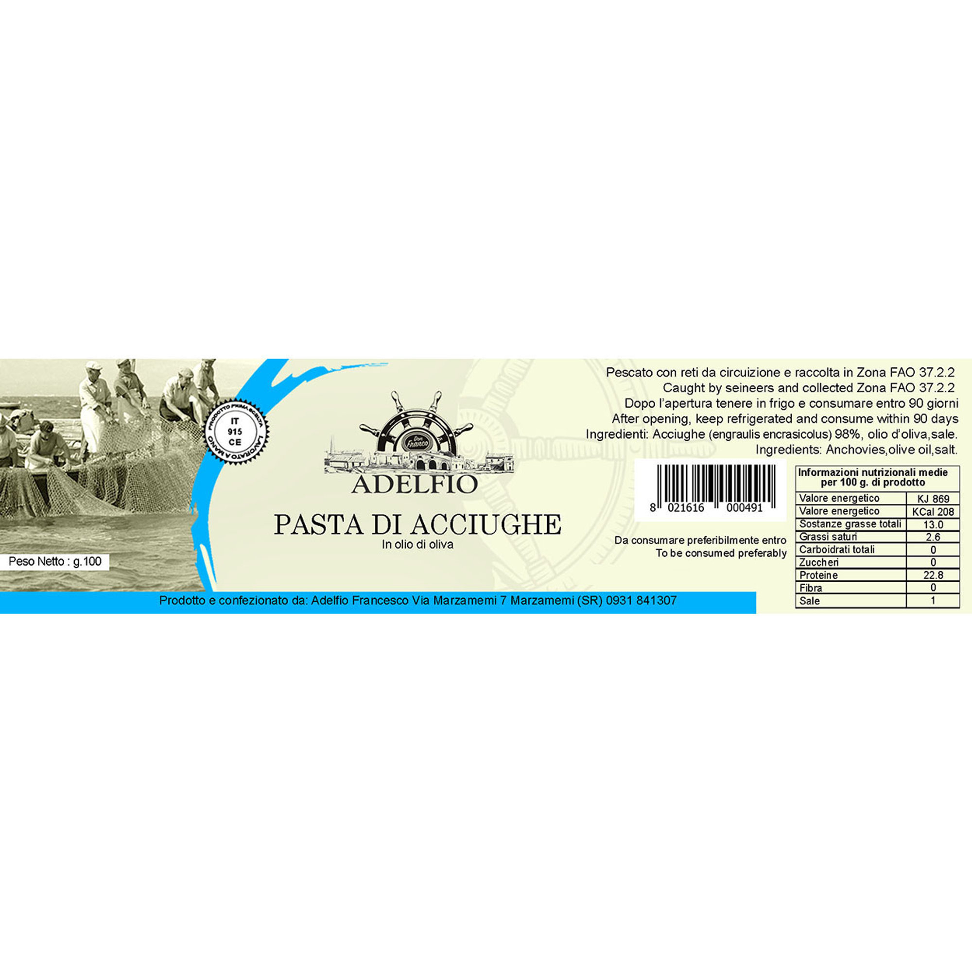 6 vasetti - Pasta di acciughe 100 gr Adelfio vista1