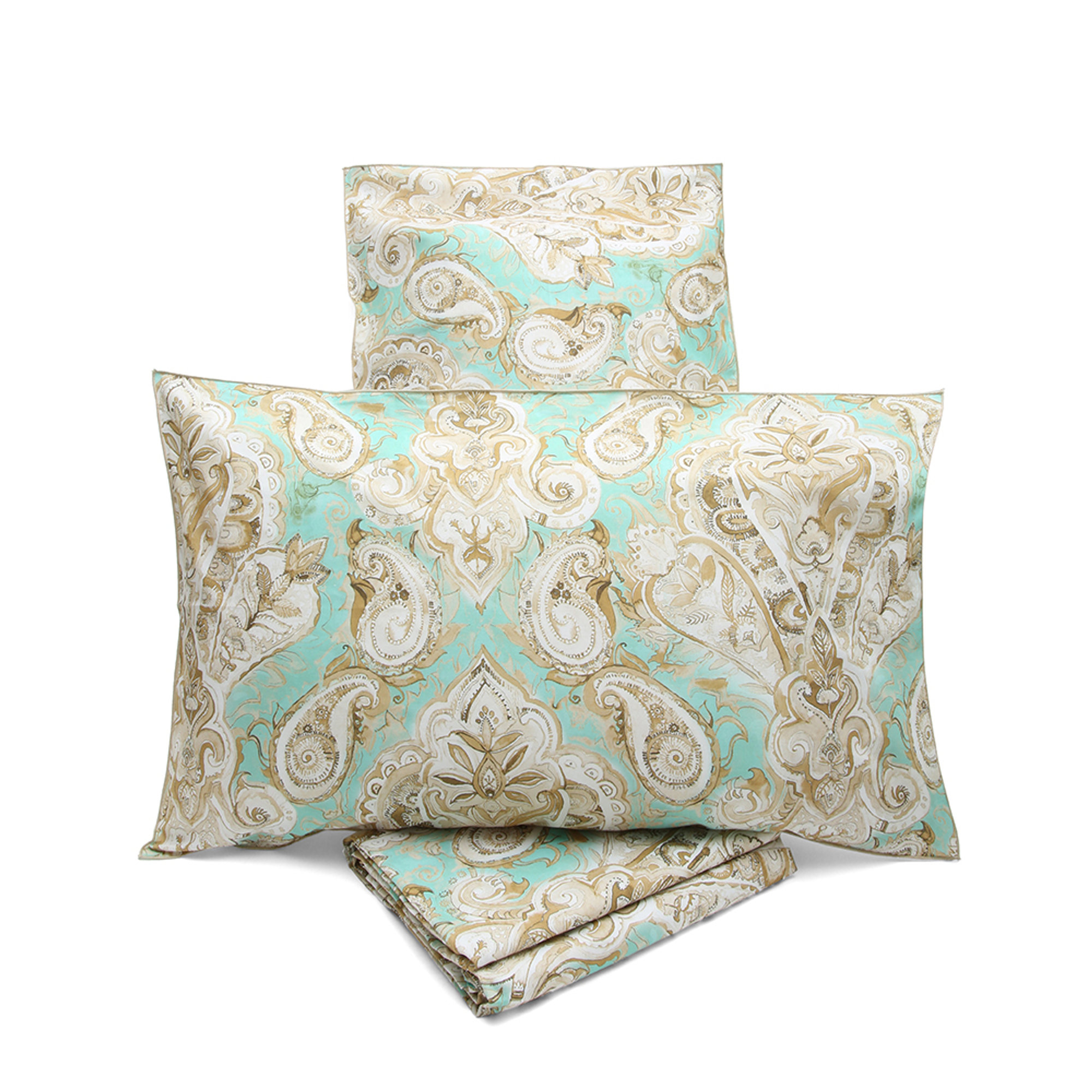 Parure letto matrimoniale TU bianco + bordo , zulema verde  sp170103 Stile Paisley obsoleto vista0