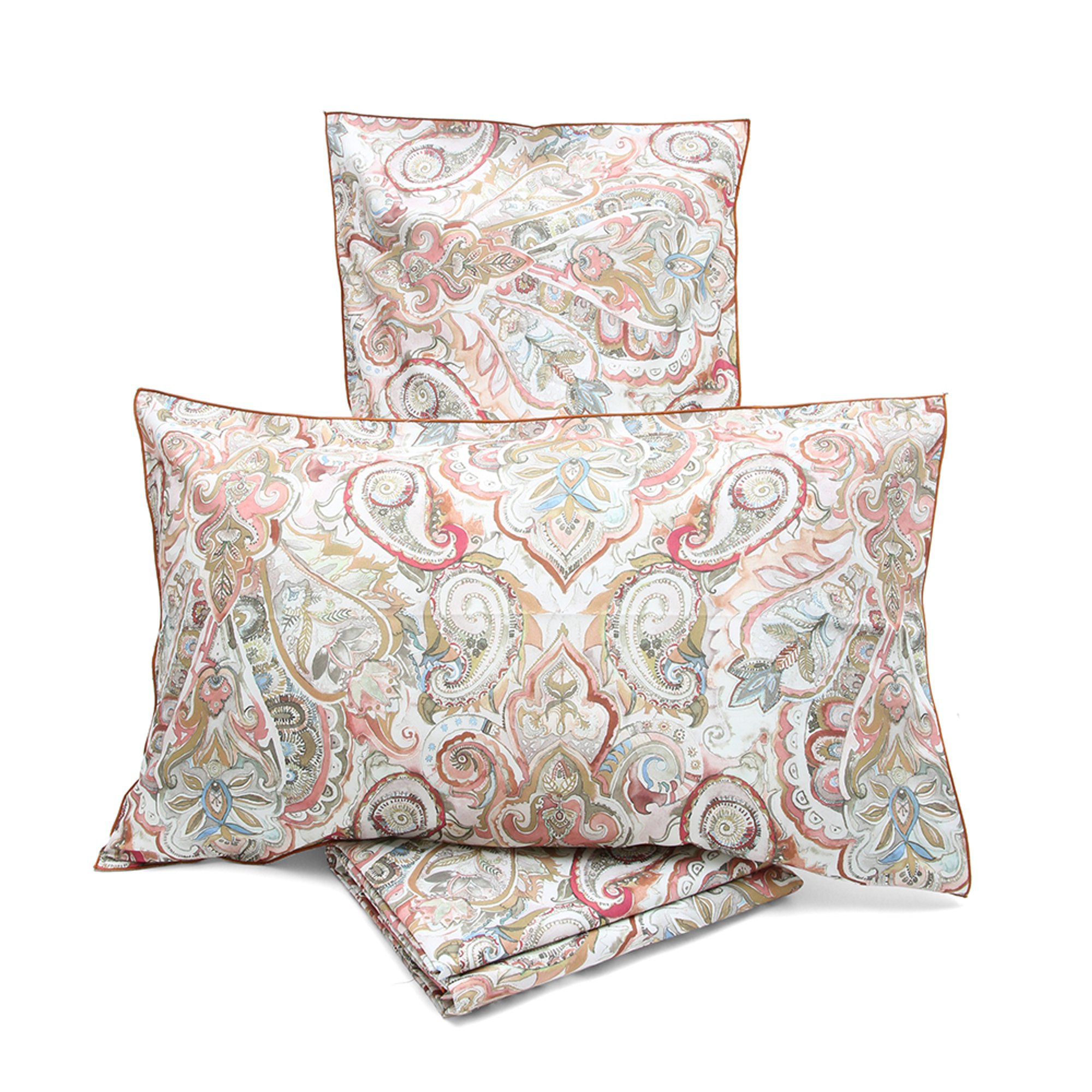 Parure letto una piazza e mezzo TU bianco + bordo, zulema dorato sp170102 Stile Paisley obsoleto vista0