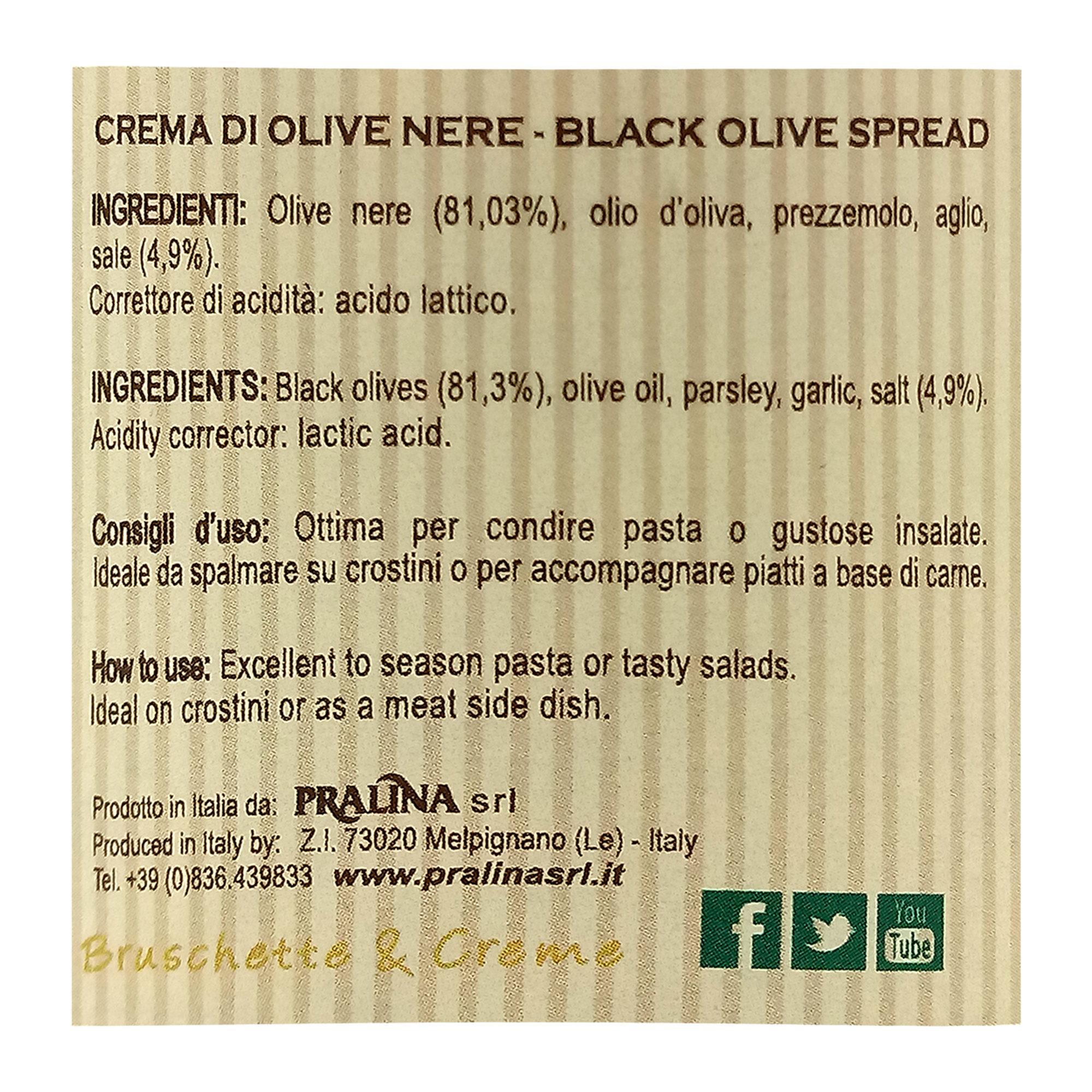 6 vasetti - Crema di Olive Nere Spalmabile 180 gr Pralina vista2