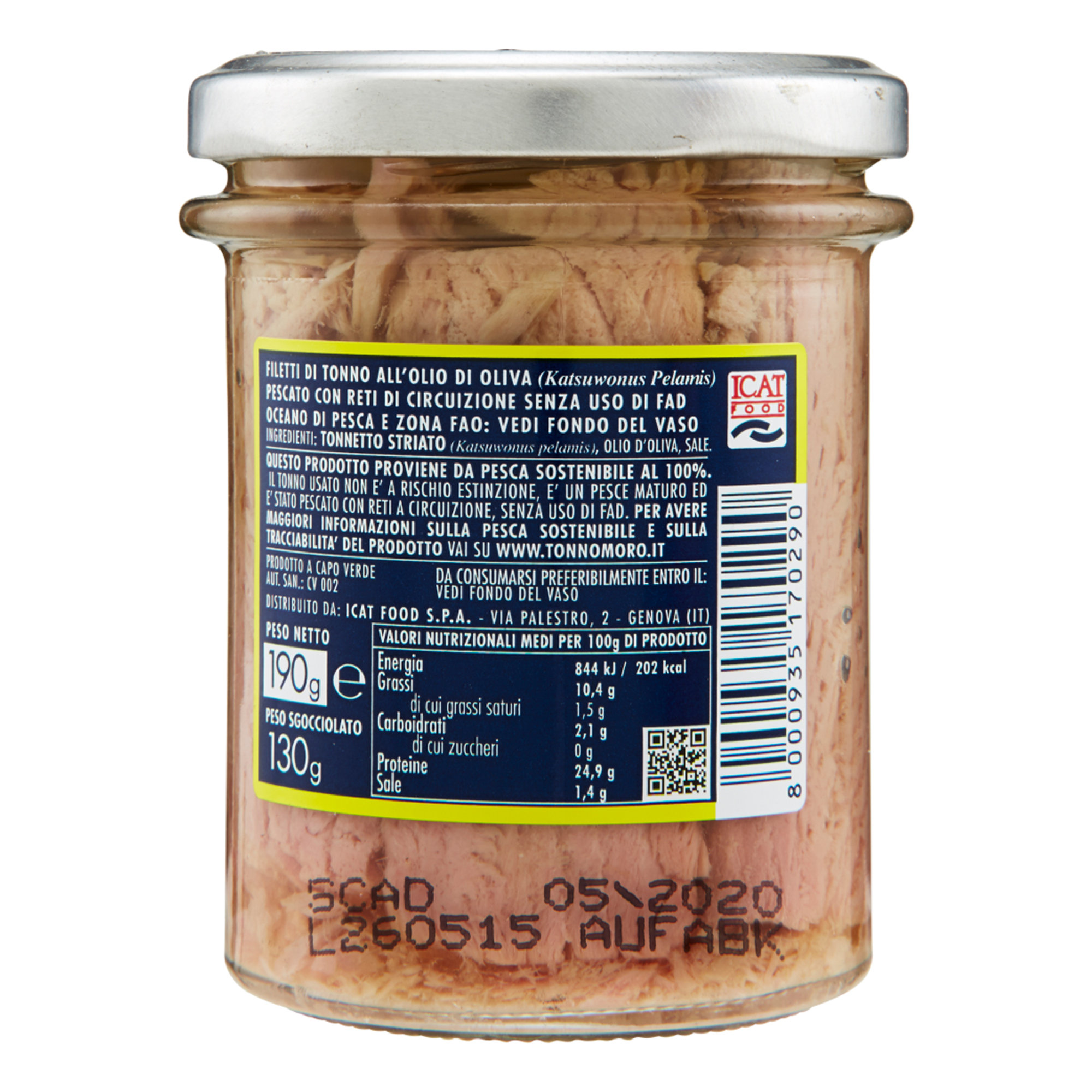 6 frascos - Filetes de atún en aceite de oliva 190 gr Tonno Moro vista2