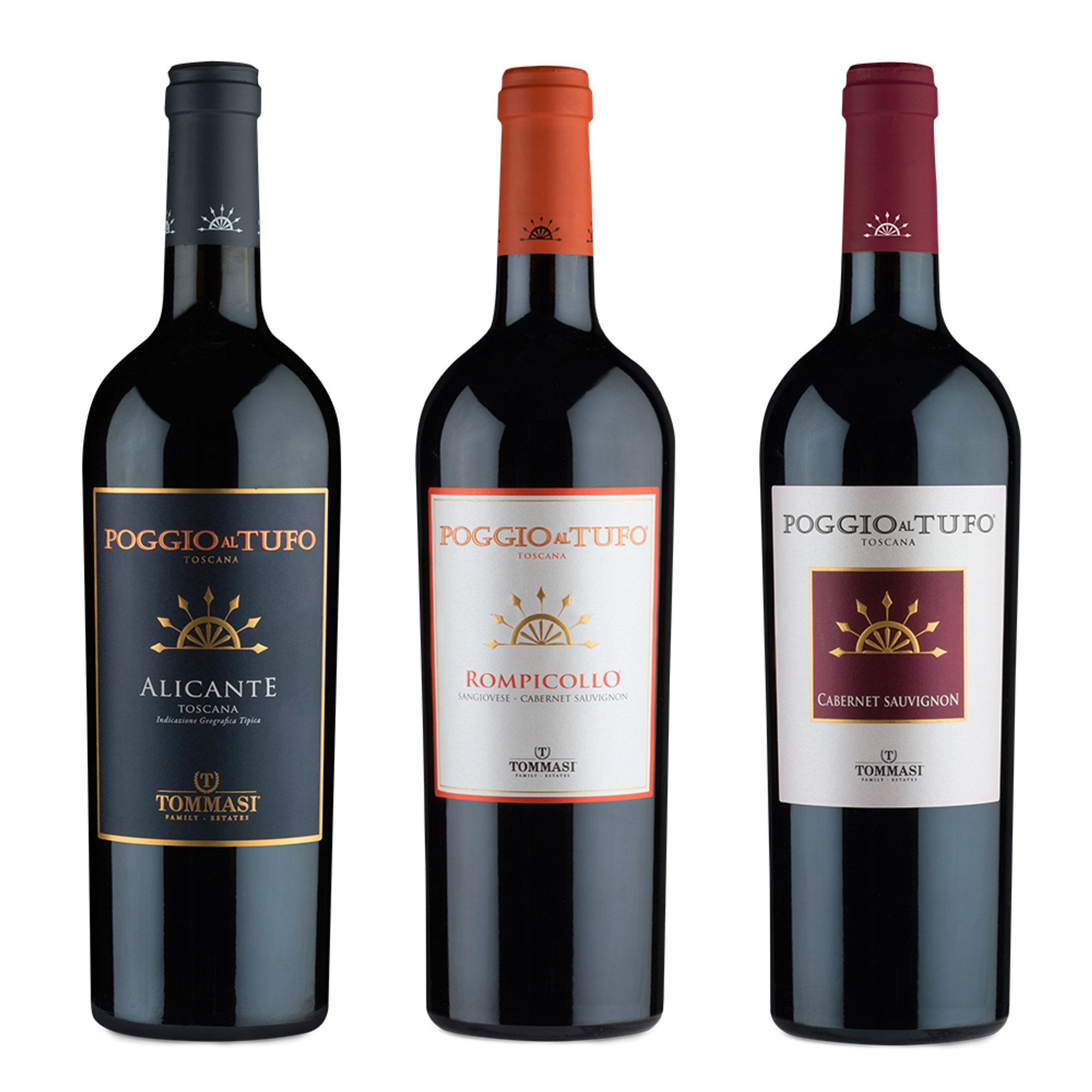 3 bottiglie miste: Alicante IGT 2017 - Rompicollo IGT 2019 - Cabernet Sauvignon IGT 2019 Poggio al Tufo vista0