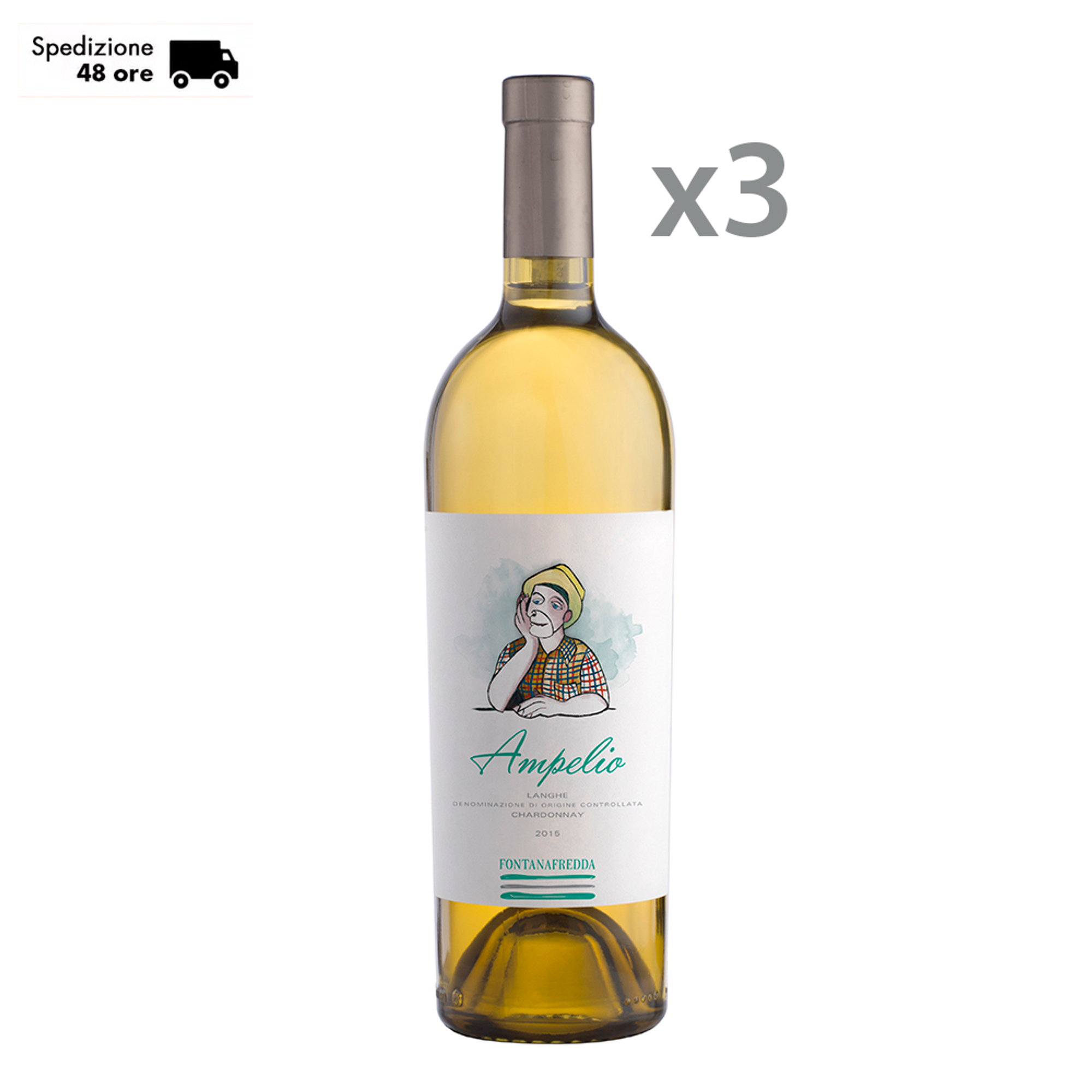 3 bottiglie - Ampelio Langhe Chardonnay DOC 2016 Fontanafredda vista0