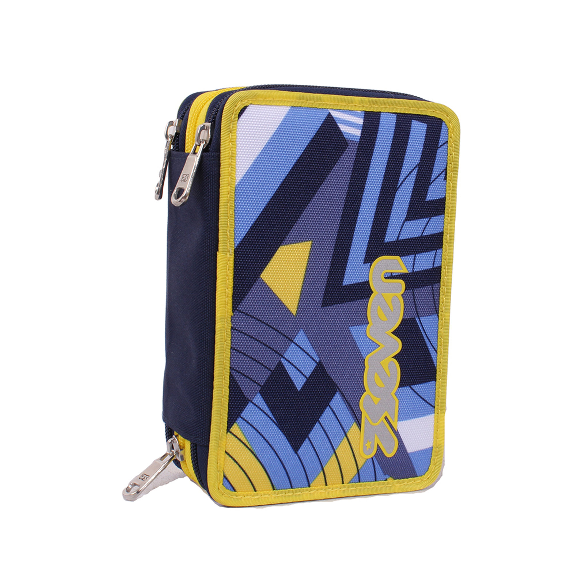 Astuccio Seven 3 ZIP Con 46 Pezzi Per Scuola - Pastelli, Pennarelli, Righello, Forbici - Zainetti E Trolley Abbinati