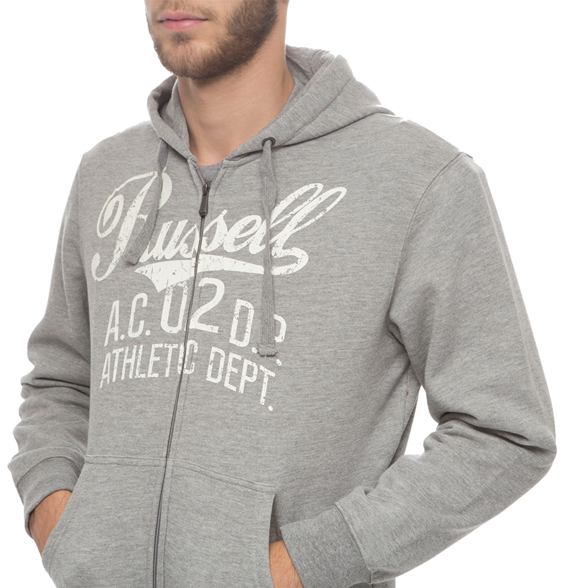 Maglie RUSSELL ATHLETIC Felpa con cappuccio e zip, grigio di moda