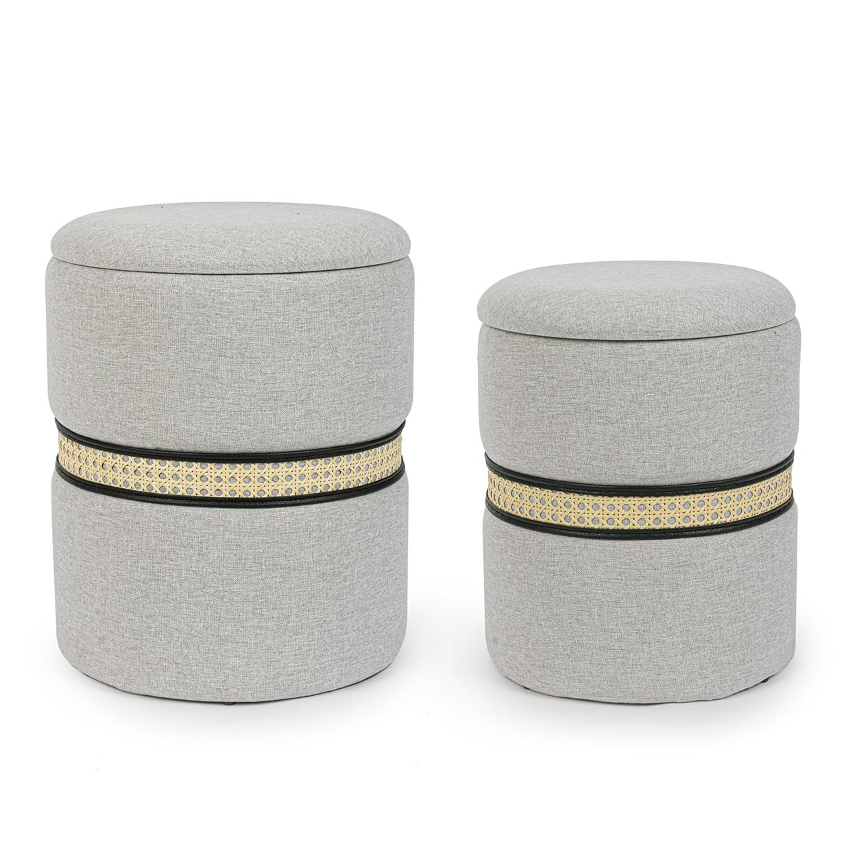 Set of 2 Karina storage poufs light grey Arredo Tropical Chic