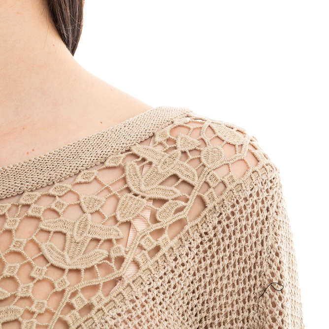 Maglia traforata con pizzo sabbia Guess