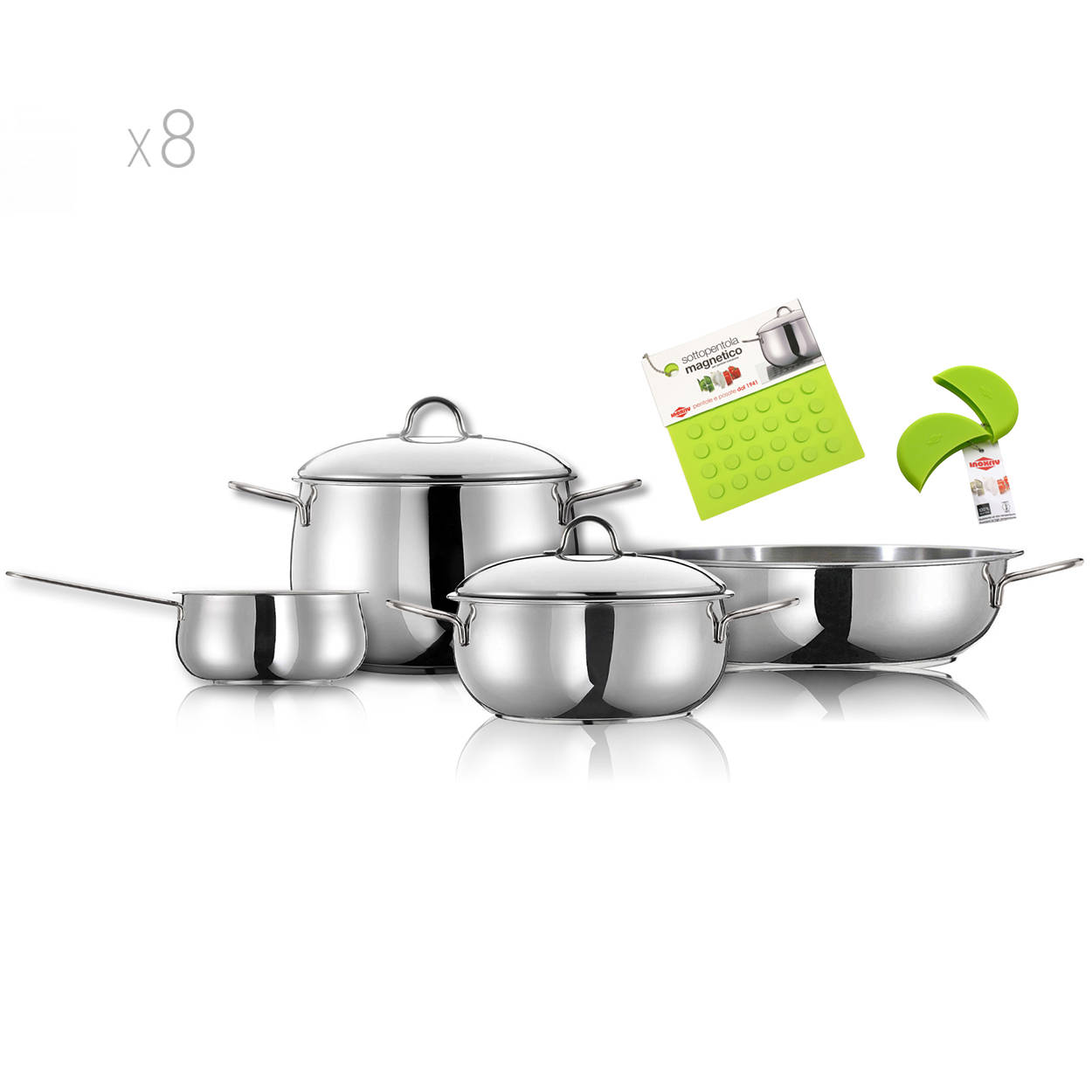 Set Pentole In Acciaio Inox Bio - 7 Pezzi Made In Italy - Foto 9