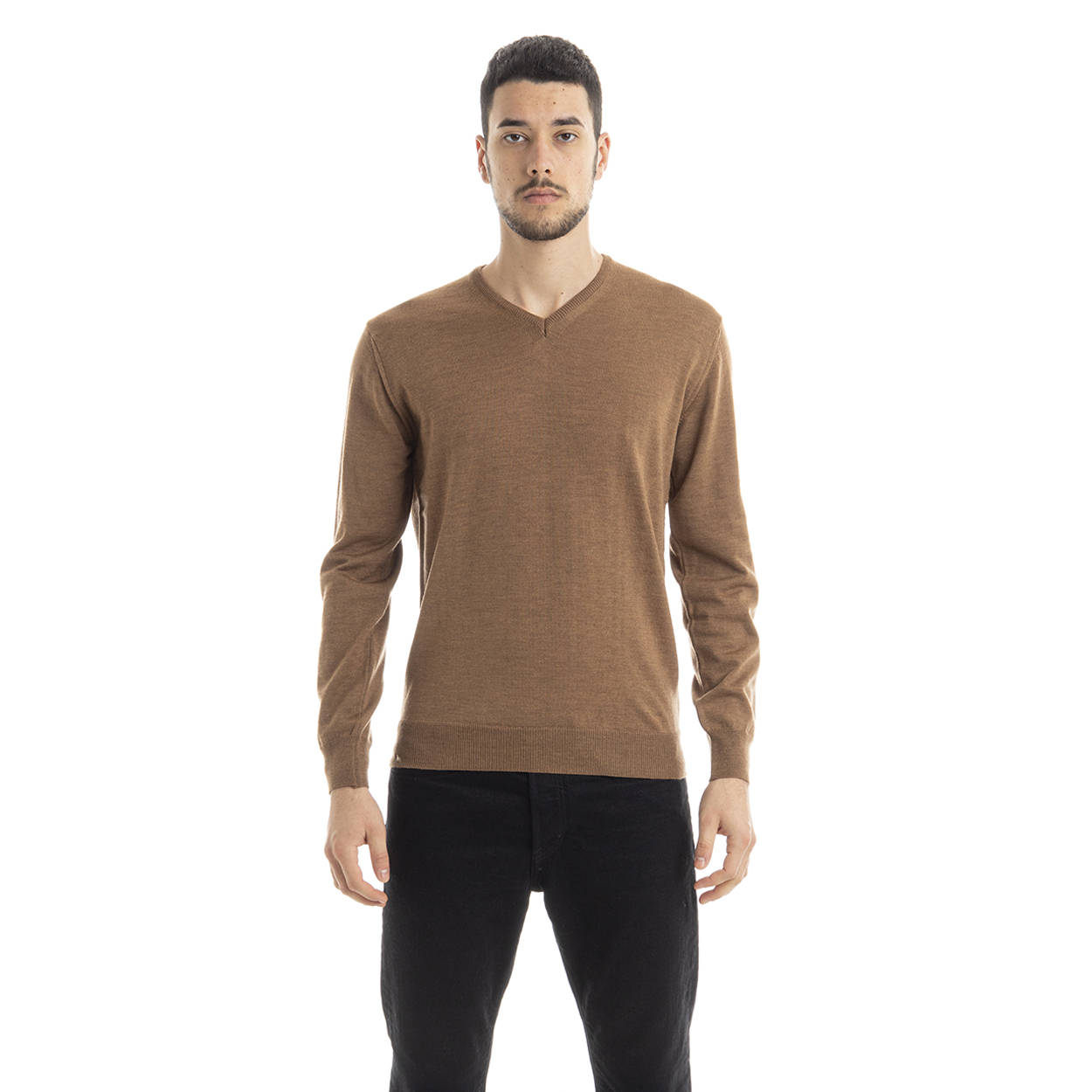 Camel V merino wool underjacket - Lanerossi sottogiacca