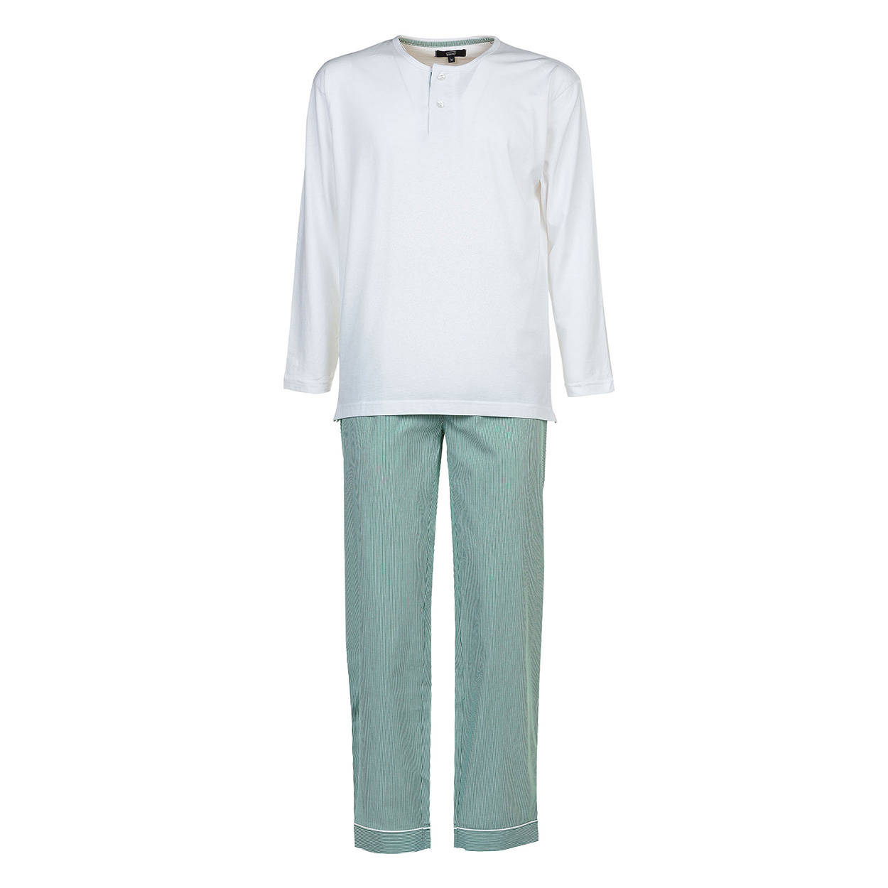 Pigiama con maglia in cotone bianca e pantalone righe verdi Ventis Uomo Abbigliamento Intimo Magliette intime 