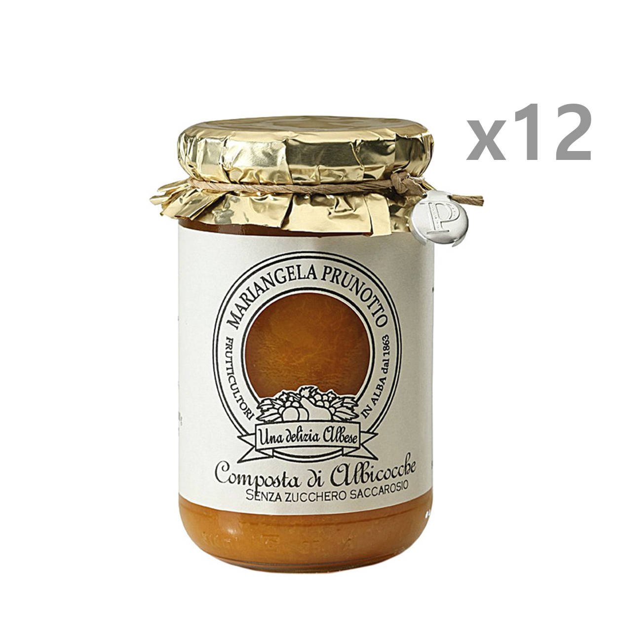 12 Barattoli Composta Di Albicocche CON ZUCCHERO DI CANNA 110 G Prunotto