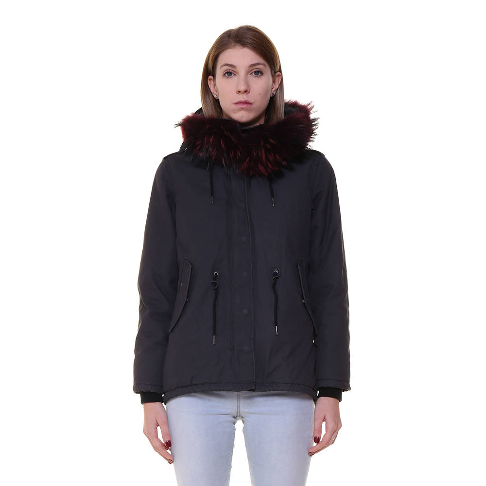 Parka Canadian da donna con pelo colorato nero - Canadian