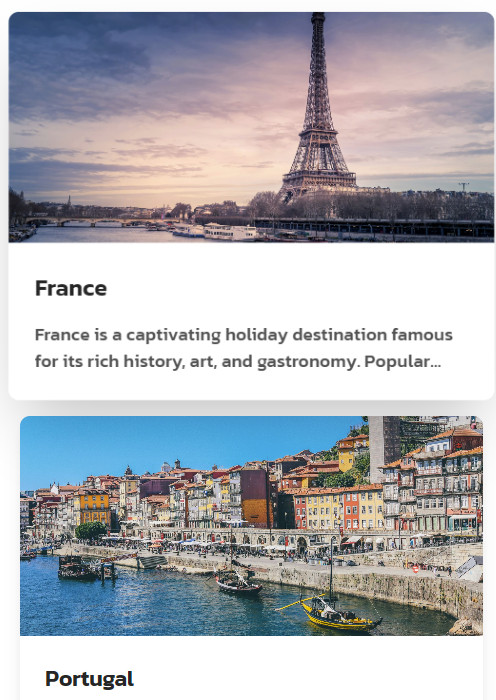 Screenshot of travel MVP developed by Verticode