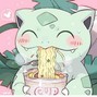zcndna - bulbasaur eating ramen
