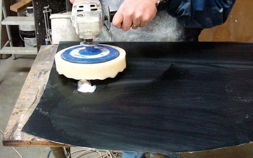Photo 5. Here I’m using the white foam pad #5735 to begin the polishing process.