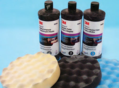 Photo 4. Polishing requires three steps with three products, Rubbing Compound,