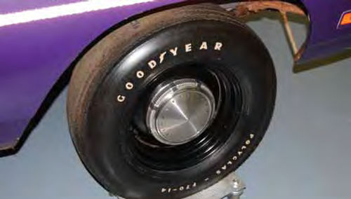 Fechter remounted the original heavy-duty steel wheels, dog-dish hubcaps and F70-14 Goodyear Polyglas tires, which the original owner had removed and saved when the car was practically new. Now he’s wondering if the car should ride on more modern tires.