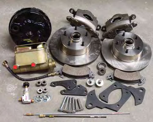 A typical front disc brake conversion kit for use on a vintage vehicle.