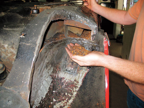 Photo 23. Iron oxide from inside the frame rail (and there’s more where that came from).