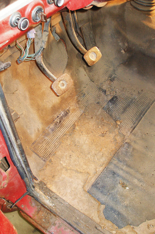 Before and after views show how easy it is to dress up an old truck cab by installing a new floor mat, polishing the paint and cleaning the vinyl dash pad.