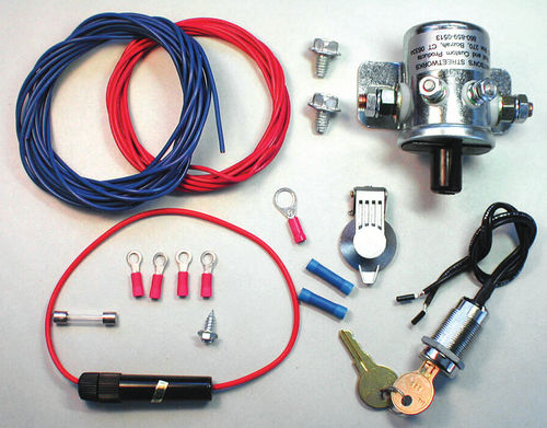 Components from the Road Kill system that shuts down a vehicle 10 seconds after it has been started and sounds an alarm.