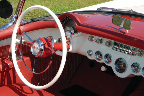 The Corvette’s dashboard is all business and tells the driver all that he needs to know, although a 140-mph speedometer on an American car must have shocked at least a few drivers in 1954.