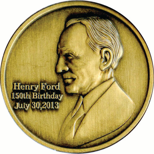 The two sides of the commemorative coin from The Early Ford V-8 Foundation.