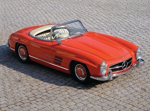 Among the cars entered in a German “reliability” run were a 300 SL Roadster