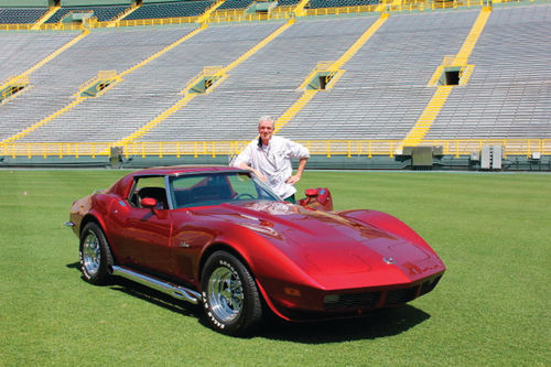 Owner T. Burris Pepper was able to take his Corvette onto the turf at the Green Bay Packers’ home stadium, Lambeau Field, for photos.