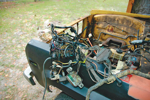 The nightmare stage of the wiring harness renewal work.