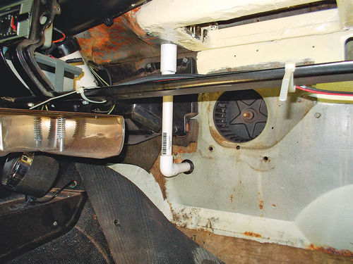 These photos show plenum repairs taken from under the dash, also showing one of the drains. You see passenger side under dash repairs showing the drain pipe.