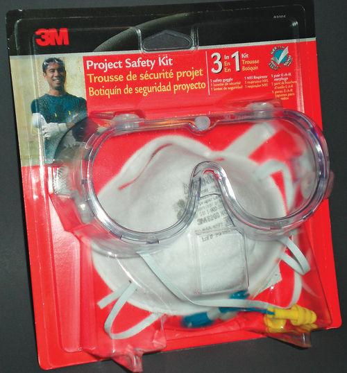 Photo 8. 3M markets a basic kit that includes “splash” goggles, corded ear plugs, and a (N95) sanding mask.