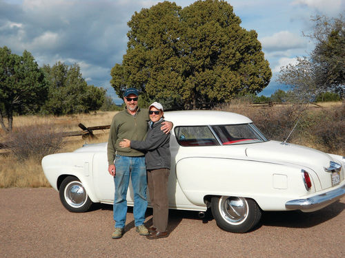 Bob and Mimi Halgren with their 1950 Studebaker Champion Starlight Coupe.