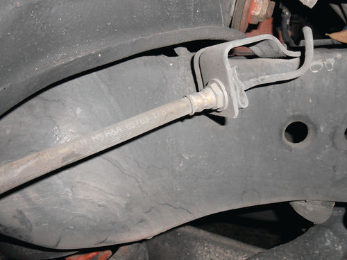 Photo 22. Inspect the brake hoses for cracks (usually near the ends); abrasions, and obvious leakage.