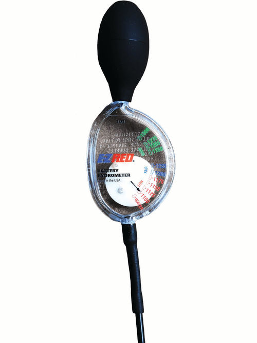 This is the American-made EZ-RED battery hydrometer with temperature compensation.