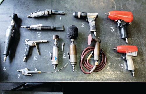 Few of the tools you might use with a compressor