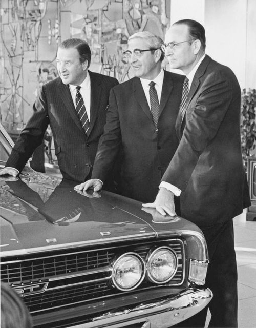 Bunkie Knudsen, Henry Ford II, and Arjay Miller