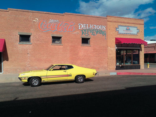 The drugstore behind the Torino was a setting from the 1985 movie “Murphy’s Romance”